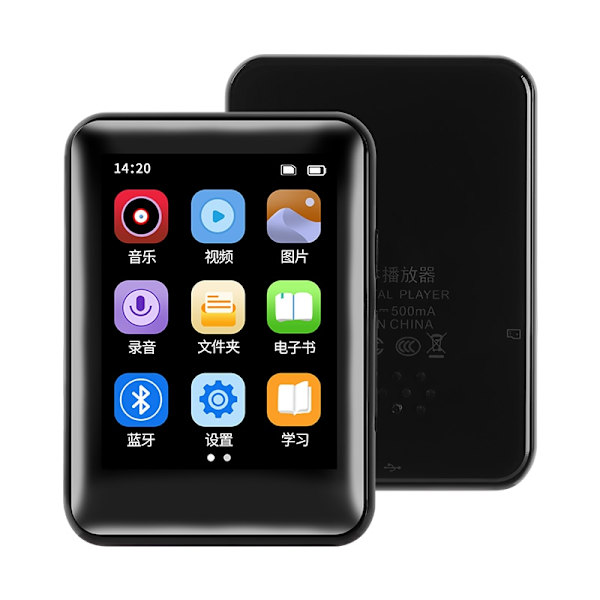Metal Full Screen 3.0-inch MP3 Music Player Bluetooth 5.0 External Play Mini Portable Walkman/FM/eBook/Recorder MP4 Touch Screen 2.5 Metal BT5.0 16GB