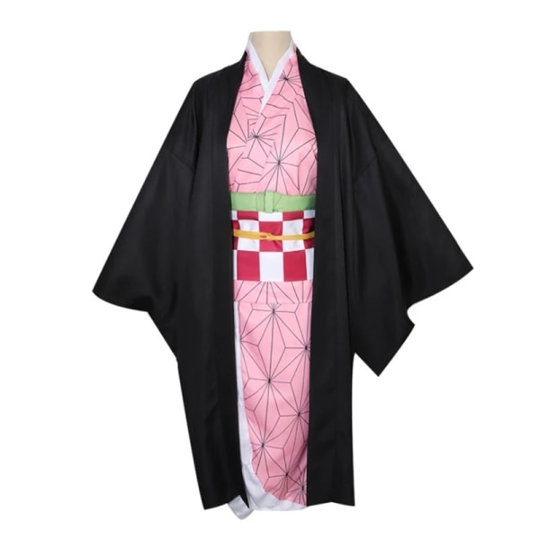 Nezuko Cosplay Anime Demon Slayer  No Yaiba Cosplay Costume & Accessories Kamado Kimono Uniform Halloween Clothes Beige child size 110cm
