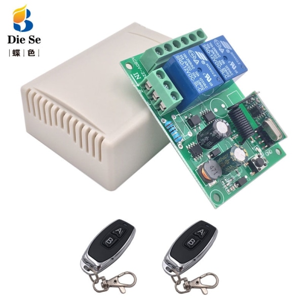 433Mhz Remote Control Switch for Light,Door, Garage Universal Remote AC 85V - 250V 110V 220V 2CH Relay Receiver and Controller 1 Receiver and 1RC