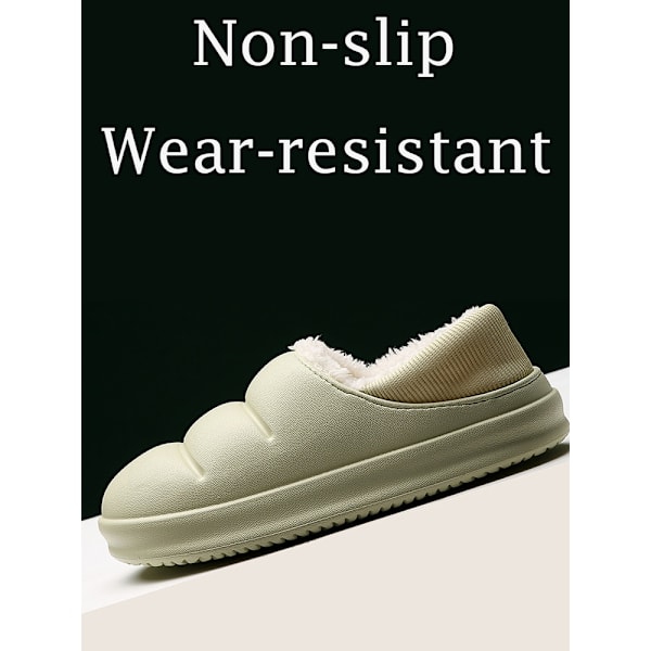 Winter Women Fur Slippers Waterproof Warm Plush Household Slides Indoor Home Thick Sole Footwear Non-Slip Solid Couple Sandals Burgandy 44-45