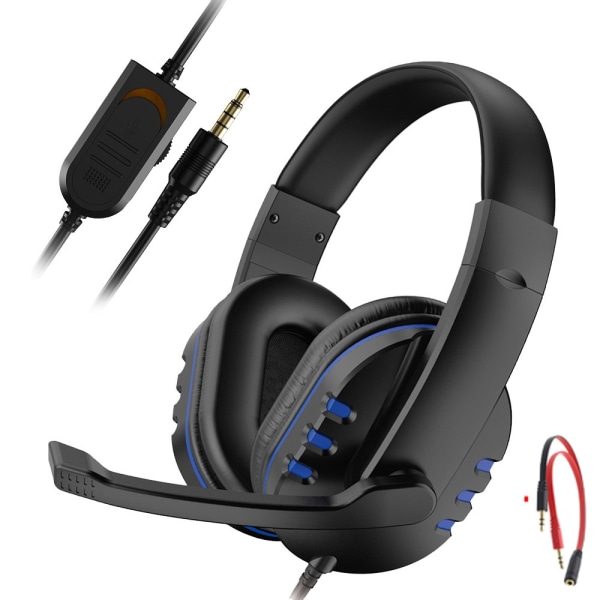 Gaming Headset 3.5mm Wired Over-Head Gamer Headphone With Microphone Volume Control Gamer Earphone Headset For Xbox PS4 PC Blue