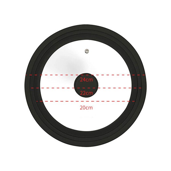 Multi Size Universal Lid for Pots Pans Cookware Tempered Glass Lid for Skillets with Silicone Rim Replacement Lid for Frying Pan Black 20-22-24