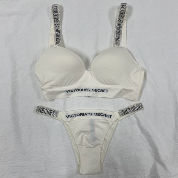 2 Pièces Victoria's Secret  Comfort Plus Size Lingerie Ensemble Femme Lace Underwear Sexy Ensemble Push Up Bras for Women Ivory 75B