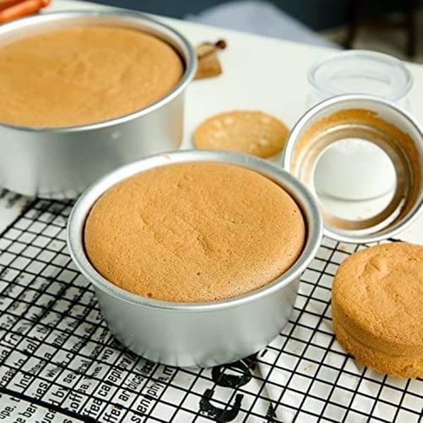 Cake Pan 4/6/8/10inch Non-Stick Aluminum Round Cake Mold with Removable Bottom for Cake Baking Loose Base Deep Cake Tin 7 INCH