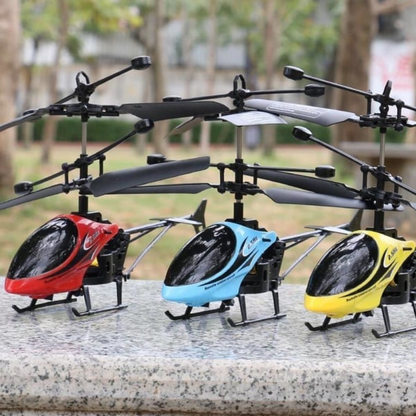 RC Aircraft Toy with Bright Light Rechargeable Simulation Model Toy Remote Control Airplane Mini 2CH Helicopter Toy Children Toy Blue B