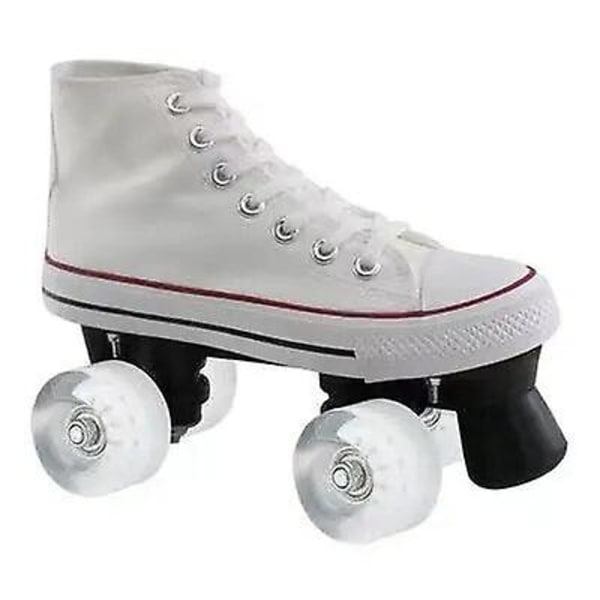 Canvas Double Row Roller Skates Shoes Patines With Four-wheel Quad Inline Training Sneakers Unisex Flash Wheel 1 36