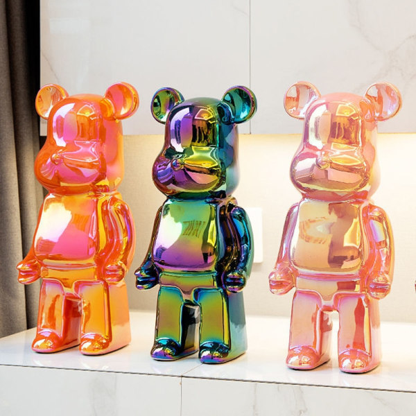 nordic luxury home decor figurines for interior room decor bearbrick sculpture 20/28cm bear statue easter decorations figure Black 28CM