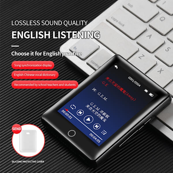 Metal Full Screen 3.0-inch MP3 Music Player Bluetooth 5.0 External Play Mini Portable Walkman/FM/eBook/Recorder MP4 Touch Screen 2.5 Metal BT5.0 16GB