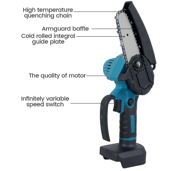 4/6' Mini Cordless Chainsaw Electric One-hand Saw Wood Cutter W/batteries 4 INCH 2Battery 1AU charger