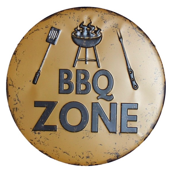BBQ Zone Retro Plaque Metal Tin Signs Cafe Bar Pub Signboard Wall Decor Vintage Nostalgia Round Plates Christmas Gift 30CM R00 6