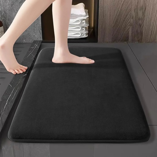 Super absorbent floor mat, super absorbent bath mat, super anti slip coral velvet bathroom floor mat, door mat 02 black 50cm x 80cm