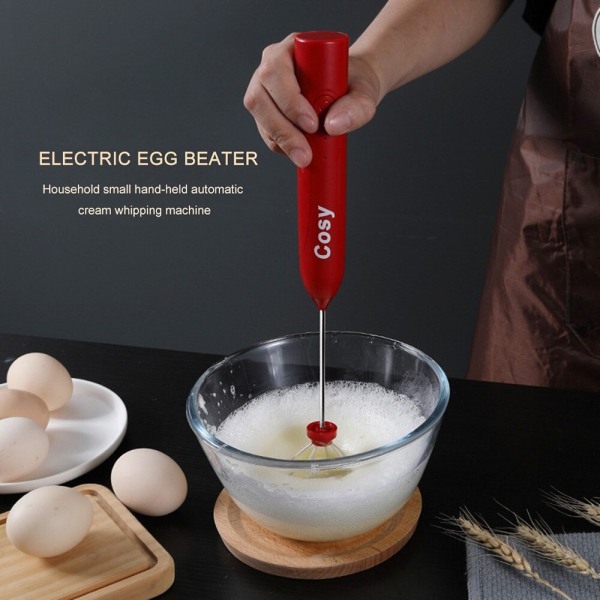 Electric Egg Beater Whisk Mixer Heads 3-Speeds Eggbeater Frother Stirrer USB Handheld Coffee Milk Drink Blender Kitchen Tool Red