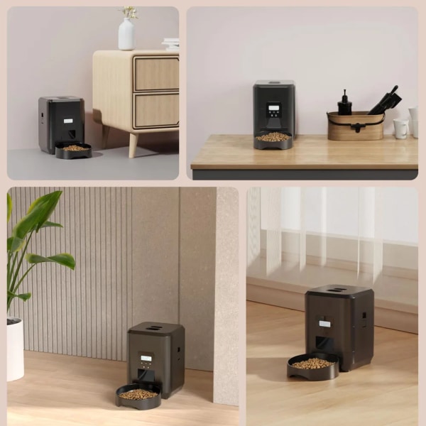 New 2L Pet Feeder Cat Dog Smart Food Dispenser Regular Quantitative Feeding With Audio Recording Feeding Bowls Pet Supplies cc Black