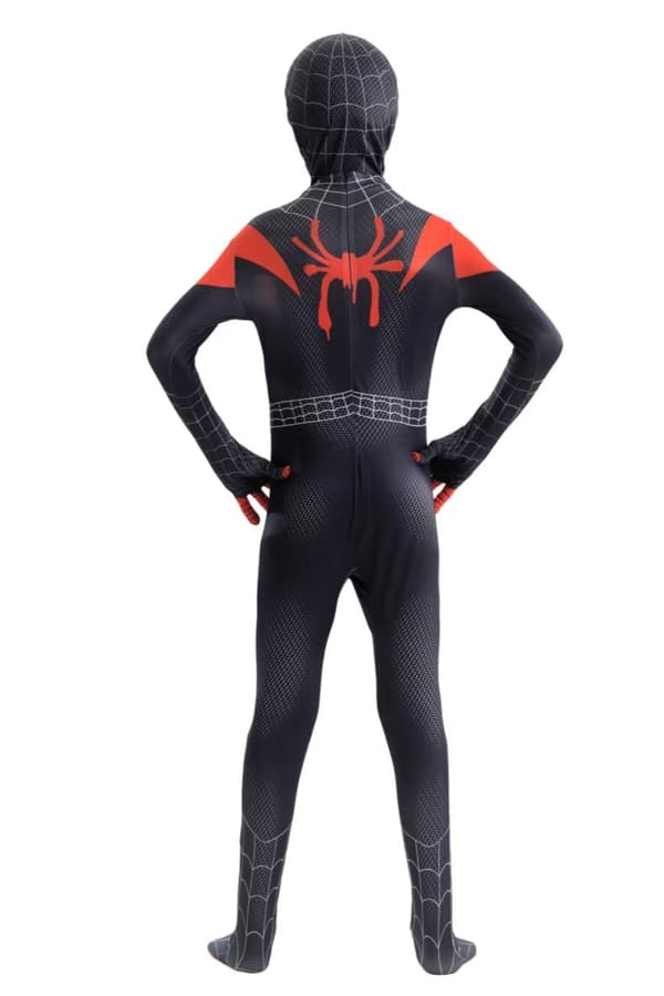 Miles Morales barnkostym Spider-Man Cosplay Halloween Set Hög kvalitet 140