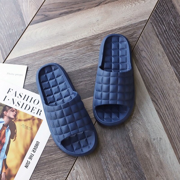 Women Indoor Slippers Floor Flat Shoes Summer Non-slip Flip Flops Bath Home Slippers Female Comfortable Zapatillas de hombre Navy Blue 39