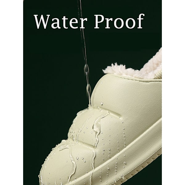 Winter Women Fur Slippers Waterproof Warm Plush Household Slides Indoor Home Thick Sole Footwear Non-Slip Solid Couple Sandals Beige 42-43