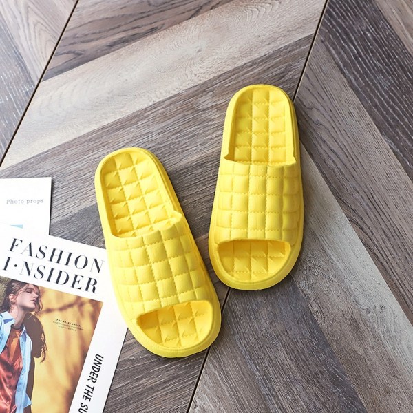 Women Indoor Slippers Floor Flat Shoes Summer Non-slip Flip Flops Bath Home Slippers Female Comfortable Zapatillas de hombre Yellow 42