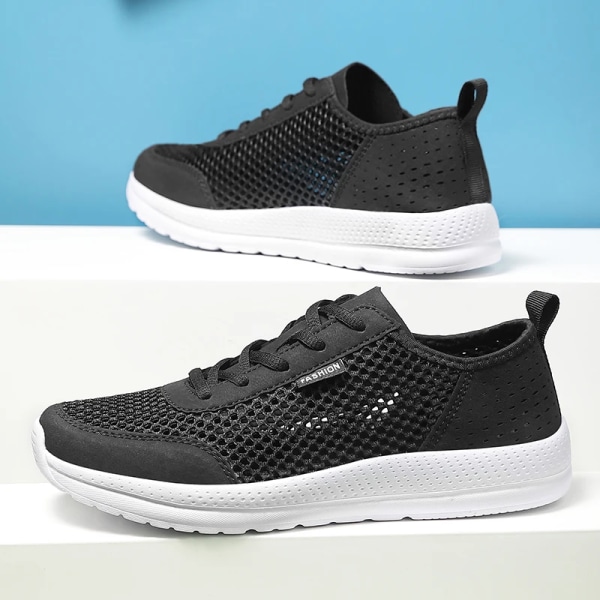Men Soft Sport Shoes Breathable Fashion Mesh Running Shoes Comfortable Man High Quality Outdoor Lightweight Sneakers for Men WHITE 44
