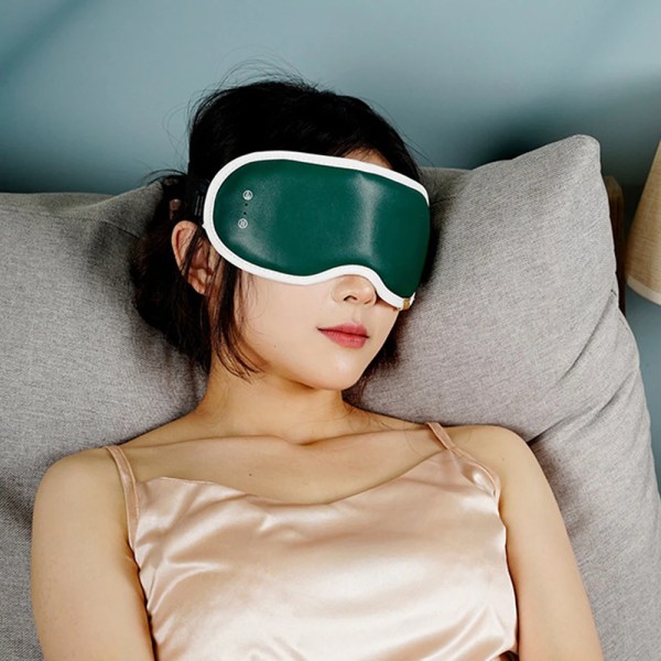 Hot Compress Sleep Mask Heating Eye Massager Heating Steam Compression Eye Mask To Relieve Fatigue Eye Protection Device Green