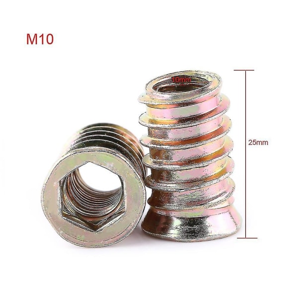 20pcs M6/m8/m10 Wood Furniture Threaded Insert Steel Nuts Hex Socket Screw In Nut M10 25mm