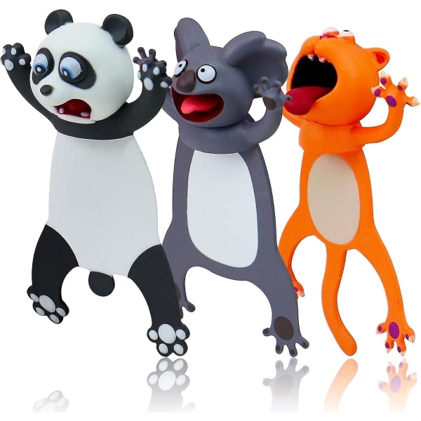 Funny Bookmarks - 3pcs Bookmarks Wacky Pals, Cute Animals Bookmarks For Kids, Boys And Girls Panda