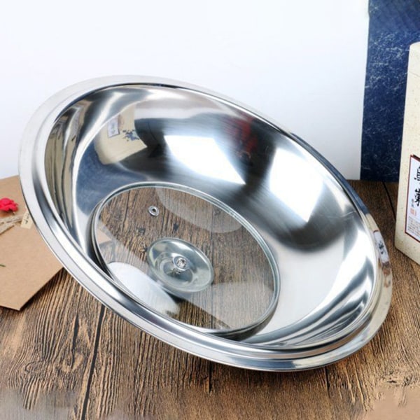 Stainless Steel Pot Lid Heightening Thickening Wok Steamer Electric Pot Lid Visible Cover Cookware 28cm 30cm 32cm 34cm 36cm 38cm 28CM