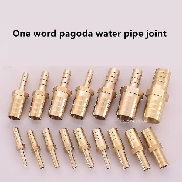 Brass Straight Hose Pipe Fitting Barb Reducing Water Pipe Joint 4 5 6 8 10 12 14 16 19mm Gas Copper Coupler Connector Adapter Tw 10mm-20mm