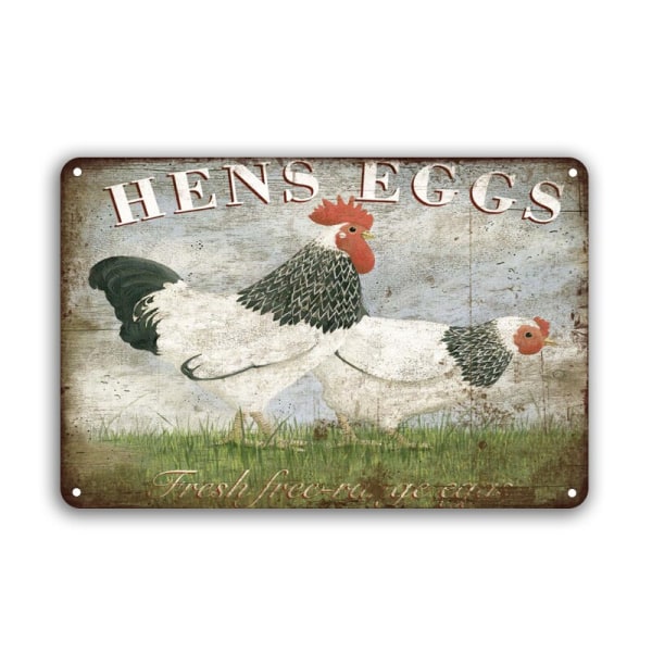 Chicken Vintage Poster Metal Tin Signs Iron Plate Rooster Hen Fresh Eggs Retro Decorative Plaque Farm Home Garden Wall Decor 60016 20x30cm