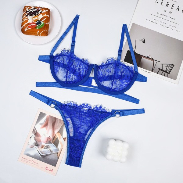 Best Seller in Europe and America Hot-Selling ace Sexy Bandeau Underwear with Steel Ring Sexy Suit Sky Blue L