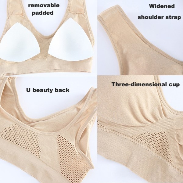 Sports Bras for Women Yoga Plus Large Big Size Ladies Bralette Mujer Top Underwear Padded Fitness Running Vest Brassiere S-7XL Khaki 5XL