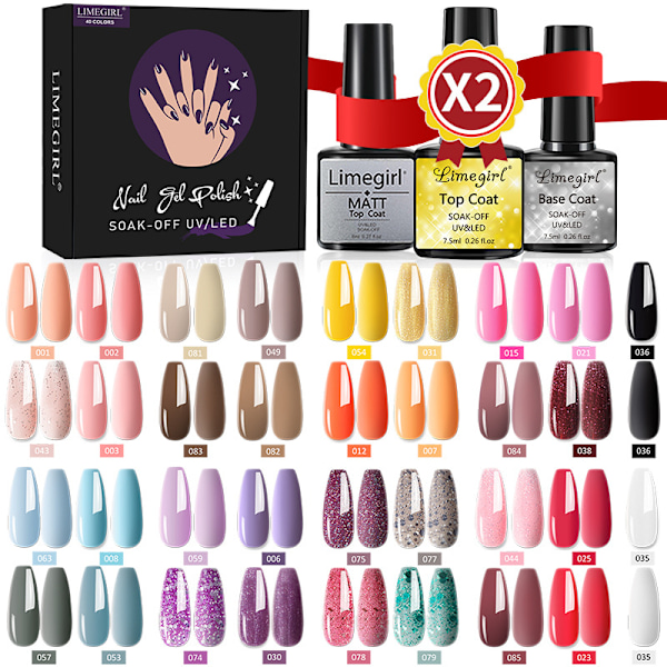 40 färg nail art funktionell självhäftande uppsättning, avtagbar fototerapilim, tvätta fritt tätningsskikt, frostat tätningsskikt, botten lim ZH249-1
