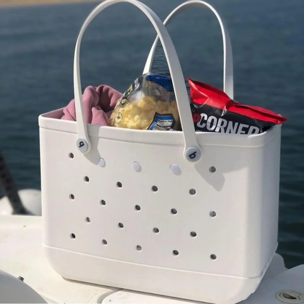 Beach Bogg Bag Rubber Tote Bag Waterproof Travel Bag for Women Washable Tote Bag Handbag For Sports Beach Market Pool GRAY