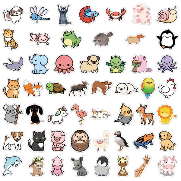 10 30 50 100PCS Mix Cute Anime Animal Stickers Car Motorcycle Travel Luggage Phone Guitar Laptop Cartoon Sticker Decal Kid Toys 100PCS