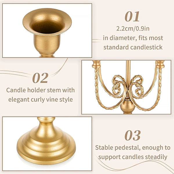 Gold Candlestick Holder Candelabra - Taper Candle Holders For Wedding Centerpiece 5-arms Candle Stick Stands For Candlelight Dinner Table Christmas Ma