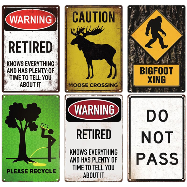 Tin Sign No Parking Slow Down Caution Warning Do Not Pass Metal Vintage Plaque Retro Metal Plate Traffic Yard Street Wall Decor WS3158 20x30cm