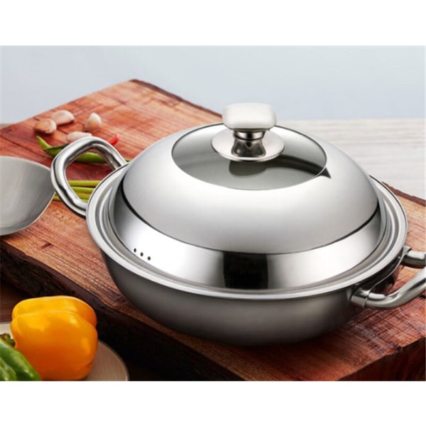 Visible Cooking Wok Pan Lid Stainless Steel Universal Pan Cover Visible Replaced Lid for Frying Wok Pot Quality Dome Wok Cover 32cm