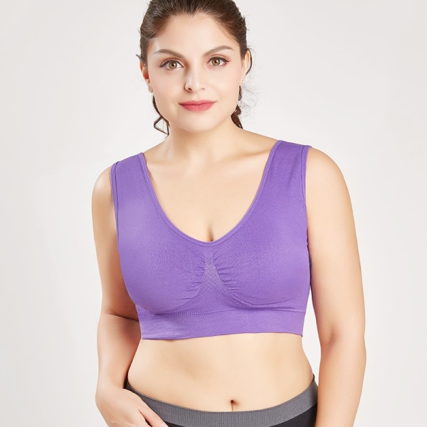 Sports Bras for Women Yoga Plus Large Big Size Ladies Bralette Mujer Top Underwear Padded Fitness Running Vest Brassiere S-7XL Purple 5XL