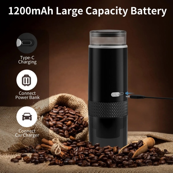 2024 New Portable Coffee Machine Coffee Maker Electric Capsule Ground Coffee Brewer Fit For Coffee Powder and Coffee Capsul Black