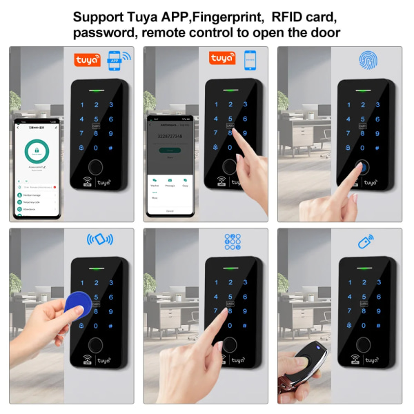 WiFi Tuya Fingerprint Access Controller Outdoor Waterproof Standalone RFID Keypad System 125KHz 13.56MHz WG26 Smart APP Unlock Keypad VS Mixed Keys