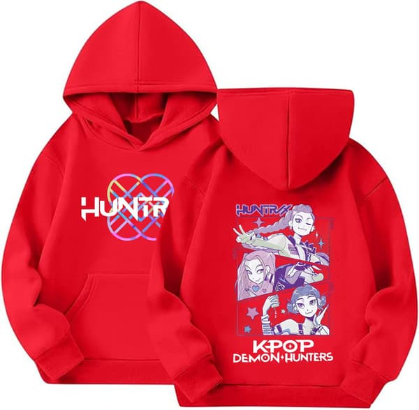 Flickor K-POP Demon Hunters Hooded Sweatshirt Hög kvalitet - Hög kvalitet Pink 170