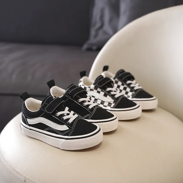 Children's Canvas Sneakers Boys Breathable Comfortable Running Shoes Girls Fashion Sports Casual Soft-soled Non-slip Kids 20-37 Black 35-Inner21.5cm