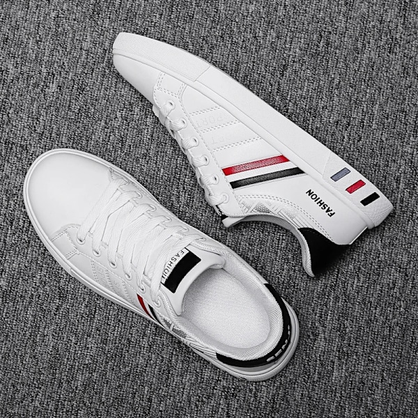 Men's Sneakers Casual Sports Shoes for Men Lightweight PU Leather Breathable Shoe Mens Flat White Tenis Shoes Zapatillas Hombre Blue 43