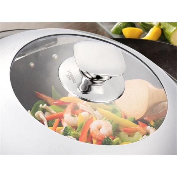 Visible Cooking Wok Pan Lid Stainless Steel Universal Pan Cover Visible Replaced Lid for Frying Wok Pot Quality Dome Wok Cover 42cm