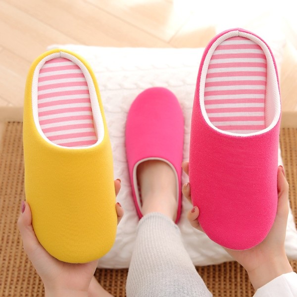 Women Slippers House Soft Home Cotton Slipper Winter Indoor Light Comfort Floor Shoes Men Silence Slides Bedroom Japanese Style Grass-Green 44-45(suggest 43-44)