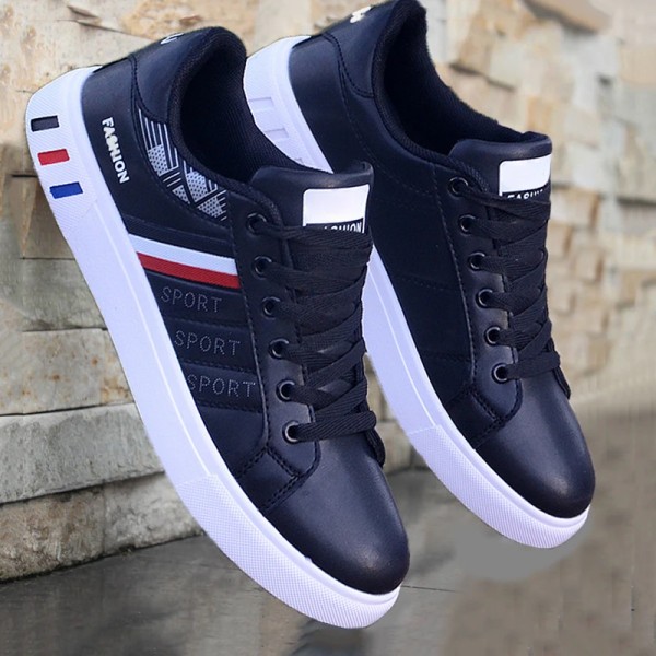 Men's Sneakers Casual Sports Shoes for Men Lightweight PU Leather Breathable Shoe Mens Flat White Tenis Shoes Zapatillas Hombre Blue 41