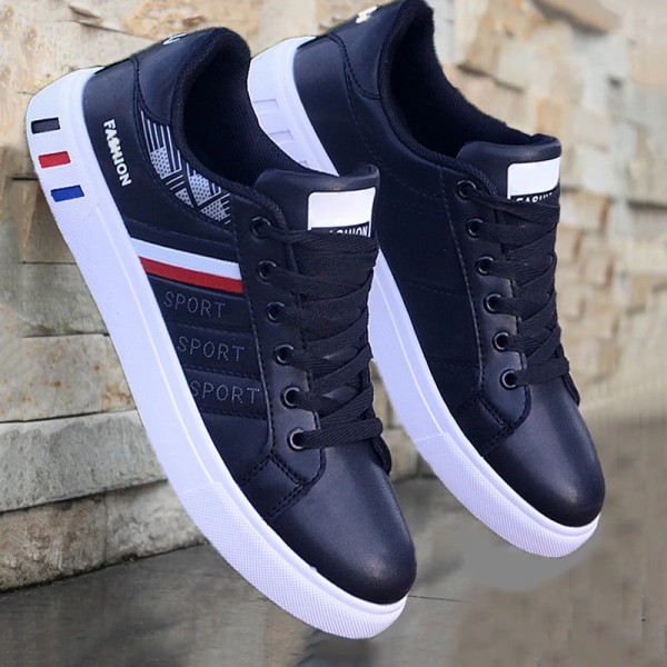 Men's Sneakers Casual Sports Shoes for Men Lightweight PU Leather Breathable Shoe Mens Flat White Tenis Shoes Zapatillas Hombre Blue 43
