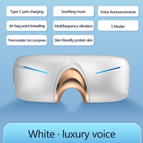 Smart Wireless Bluetooth Music Eye Protector Foldable Eye Protector Air Pressure Vibration Hot Compress Kneading Eye Massager White3