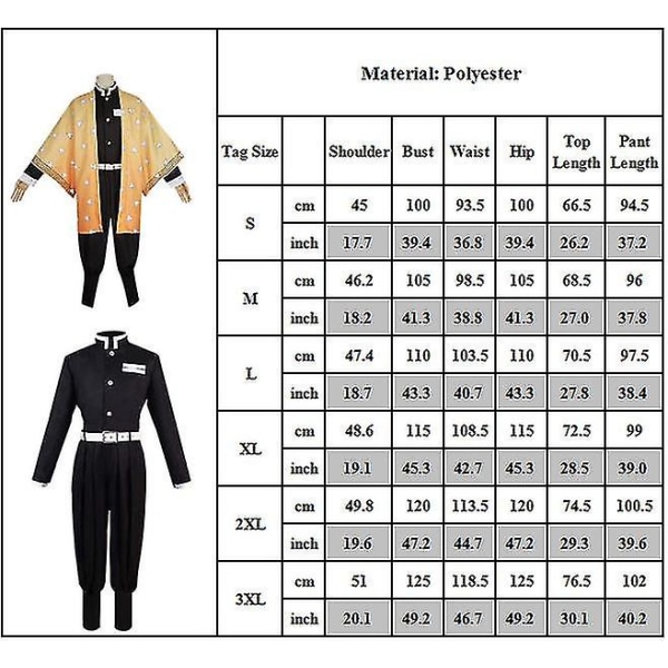 Halloween Party Demon Slayer Agatsuma Zenitsu Cosplay Party Costume Outfits Anime Set Gifts Outfits with Wig XL