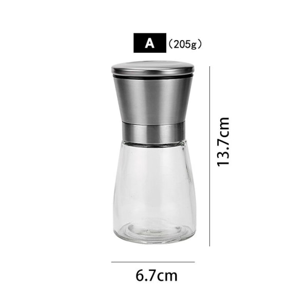 Manual Pepper Grinder With Adjustable Coarse,Mills Salt And Pepper Grinder For Home Kitchen Household Stainless Steel+glass A 2PCS