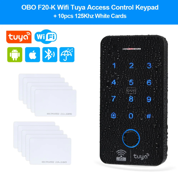 WiFi Tuya Fingerprint Access Controller Outdoor Waterproof Standalone RFID Keypad System 125KHz 13.56MHz WG26 Smart APP Unlock Keypad VS Cards
